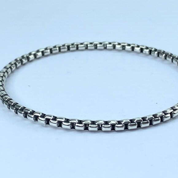 James Avery Retired Sterling Silver Rustic Box Chain Bangle Bracelet 8" JR661 - Picture 2 of 7